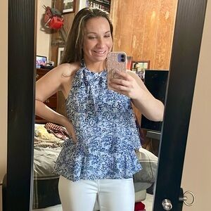 Express blue printed blouse